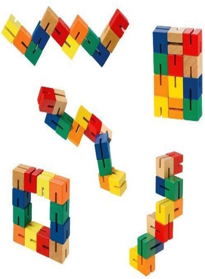 STAR MAGIC Wooden Twist Cubes Puzzle Fidget Multi Colored Flexi Puzzle Stretch, Twist, and Lock Bending Brain Teaser Fidget Sensory Toys for Kids, Stocking Stuffer and Party Favors Finger Fidget (6 Fidgets) - Image 1